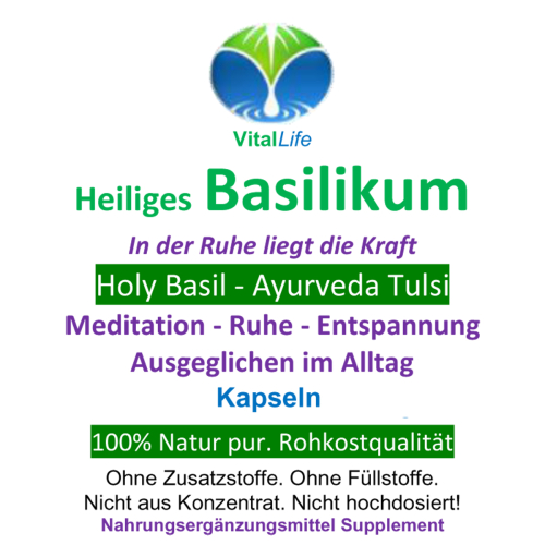 Basilikum Holy Basil Ayurveda Tulsi 120 Kapseln