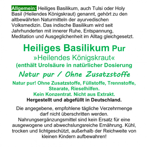 Basilikum Holy Basil Ayurveda Tulsi 120 Kapseln