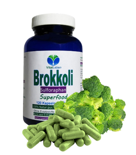BROKKOLI Broccoli Sulforaphan & Indol-3-Carbinol 120 Kapseln - Antioxidantien & Vitamine C E K, B-Komplex + Calcium Magnesium Eisen Kalium Selen uvm [OHNE ZUSATZSTOFFE].