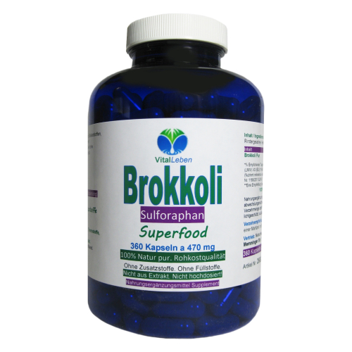 BROKKOLI Broccoli Sulforaphan & Indol-3-Carbinol 360 Kapseln - Antioxidantien & Vitamine C E K, B-Komplex + Calcium Magnesium Eisen Kalium Selen uvm [OHNE ZUSATZSTOFFE].