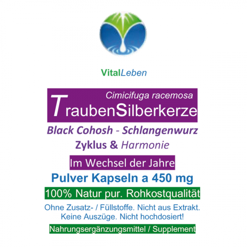 Traubensilberkerze Wechseljahre 720 Kapseln Black Cohosh Schlangenwurz - OHNE ZUSATZSTOFFE ►3 + 1 GRATIS