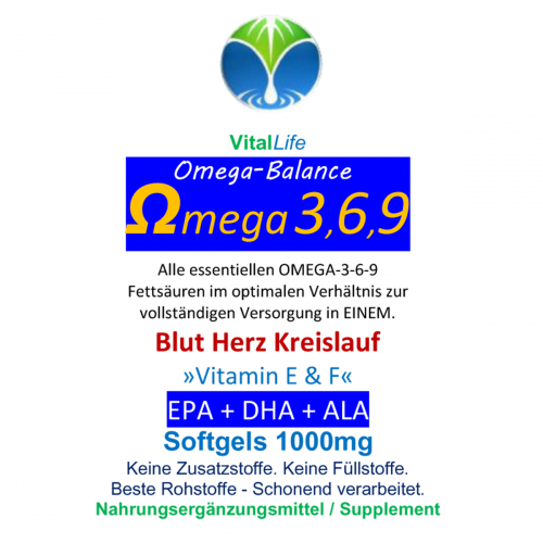 Omega 3-6-9 EPA + DHA + ALA - 480 (4x120) Softgel Kapseln