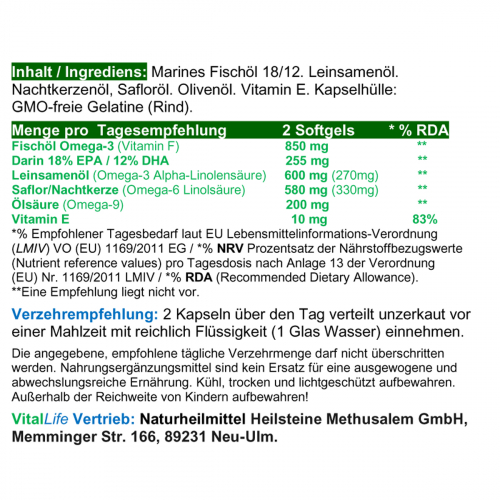 Omega 3-6-9 EPA + DHA + ALA - 480 (4x120) Softgel Kapseln