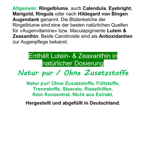 AugenVitamine AugenDank Ringelblume Lutein & Zeaxanthin 120 Kapseln Vital Sehkraft Vitamine für Augen und Makula - OHNE Zusatzstoffe.