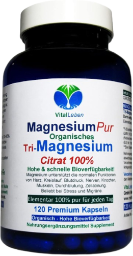 Magnesium Citrat 120 Pulver Kapseln organisches PREMIUM TRI-MAGNESIUMCITRAT. Elementar. OHNE ZUSATZSTOFFE. Schnelle Aufnahme. HOHE BIOVERFÜGBARKEIT. Nie mehr Magnesiummangel ►Dein täglicher Helfer für Muskeln, Nerven, Energie, weniger Müdigkeit.