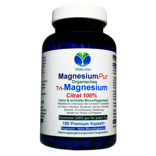 Tri-Magnesium Citrat Organisches Magnesium Pur 720 Pulver-Kapseln