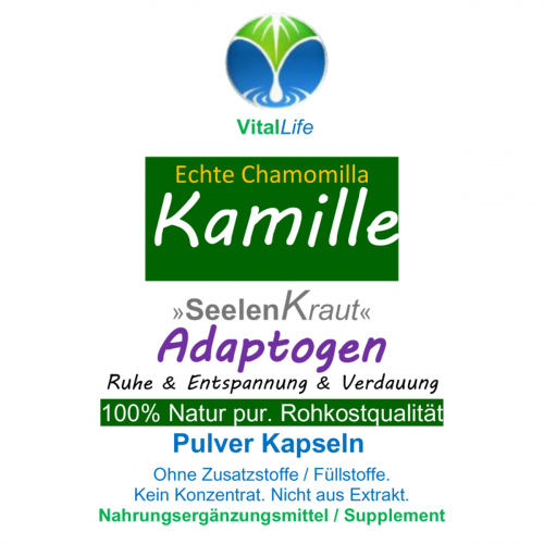 Echte Kamille Chamomilla 720 Pulver Kapseln kamillenblüten Natur pur