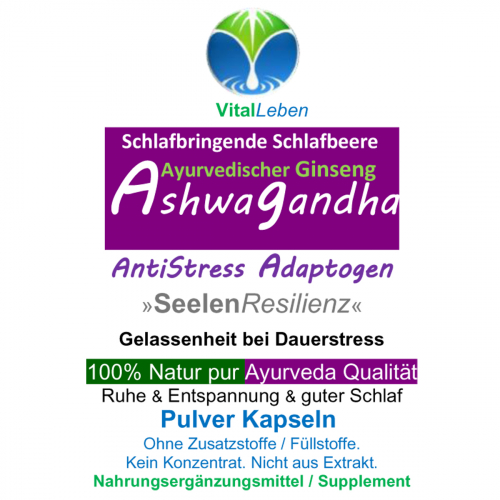 Ashwagandha Ayurvedischer Ginseng 720 Pulver Kapseln