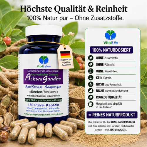 ASHWAGANDHA 720 Kapseln Resilienz-Adaptogen ►AYURVEDA Kraftquelle für Körper & Geist ►OHNE Zusatzstoffe! 3+1 GRATIS Angebot.