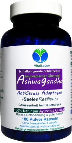 ASHWAGANDHA 180 Kapseln Resilienz-Adaptogen für ganzheitliche Stärke, innere Ruhe, Entspannung, Energie, Vitalität - AYURVEDA Kraftquelle für Körper & Geist ►OHNE Zusatzstoffe!