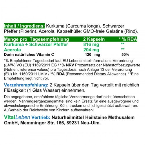 Kurkuma Schwarzer Pfeffer & Acerola 360 Kapseln