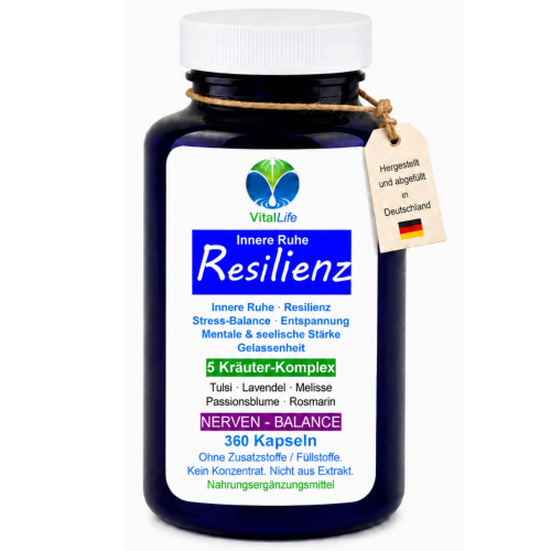 Innere RUHE & RESILIENZ Stress Balance im Alltag 5-KRÄUTER-KOMPLEX 360 Kapseln. Natur pur. Ohne ZUSATZSTOFFE.