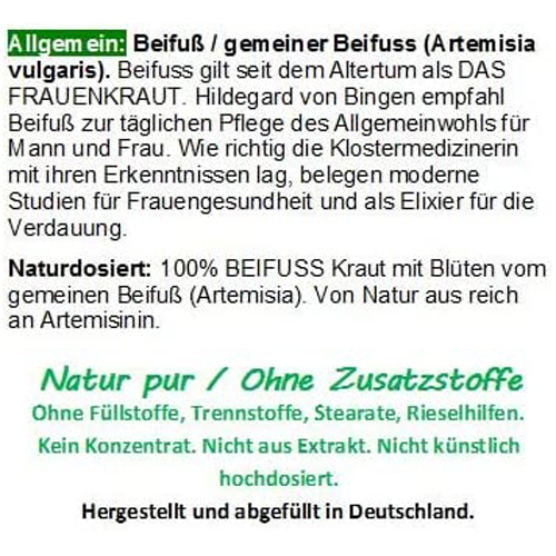 Beifuss Beifuß Artemisia 720 Pulver Kapseln