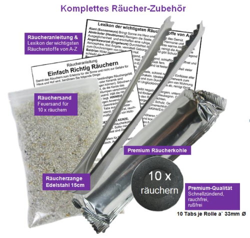 Weihrauchbrenner Räuchergefäß Profi Räucherpfanne Bronze Räucherstövchen 9-tlg Räucherset mit Rauhnächte Räucherung & weißer Salbei zum räuchern