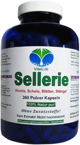 SELLERIE 360 Kapseln - BLUT Magen LEBER Darm NIEREN Blase VERDAUUNG - 100% NATUR pur. OHNE ZUSATZSTOFFE.