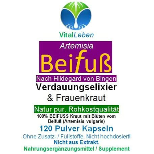 Beifuss 120 KAPSELN Beifuß BITTERSTOFFE Fettverdauung Magen Darm Leber Galle - FRAUENKRAUT & Wechseljahre. NATUR pur - ohne ZUSATZSTOFFE.