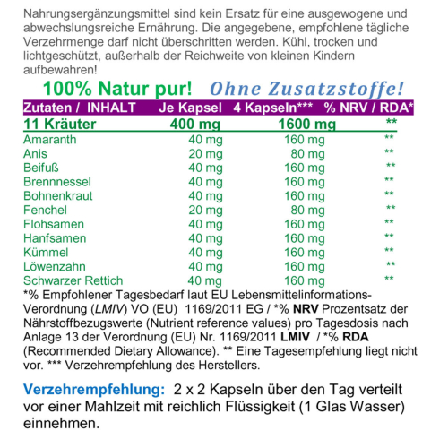 11 Kräuter & Bitterstoffe nach Hildegard von Bingen 120 Kapseln