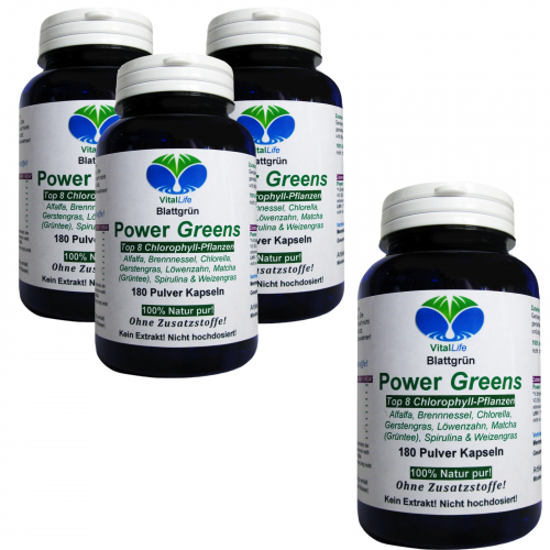Power Greens Top 8 Chlorophyll Pflanzen 720 Pulver Kapseln