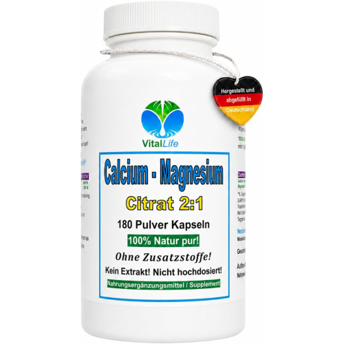 Calcium Calciumcitrat + Magnesium Citrat 2:1 Komplex 720 Kapseln organisch. Hohe Bioverfügbarkeit, Nicht hochdosiert, OHNE Zusatzstoffe.