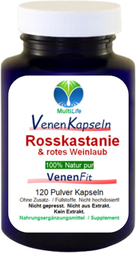 Rosskastanie Venen Fit + Weinlaub 360 (3x120) Kapseln bei Wasser in den Beinen [OHNE Zusatzstoffe]