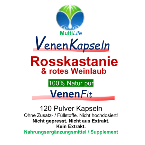 Rosskastanie Venen Fit + Weinlaub 360 (3x120) Kapseln bei Wasser in den Beinen [OHNE Zusatzstoffe]