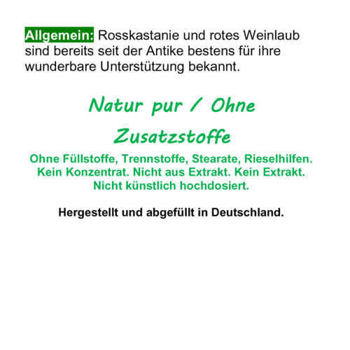 Rosskastanie Venen Fit + Weinlaub 360 (3x120) Kapseln bei Wasser in den Beinen [OHNE Zusatzstoffe]