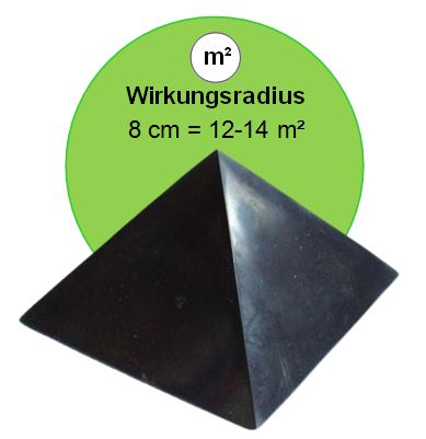 SCHUNGIT Pyramide 8x8cm [3-tlg SET] 1x POLIERTE Pyramide 80x80mm für SCHUTZ, NEGATIVES abschirmen, Home-Office. Inklusive 1x TÄSCHCHEN und 1x BESCHREIBUNG [ORIGINAL aus KARELIEN).