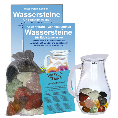Edelsteinwasser Leber & Galle 5-tlg Set Wassersteine + 0,5 Liter Krug