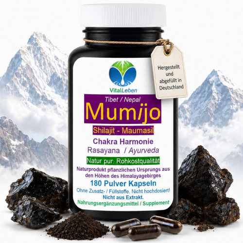 SHILAJIT reines MUMIJO 720 (4x180) Kapseln AYURVEDA GOLD DER BERGE. NATUR pur KEIN Extrakt NICHT hochdosiert OHNE Zusatzstoffe.