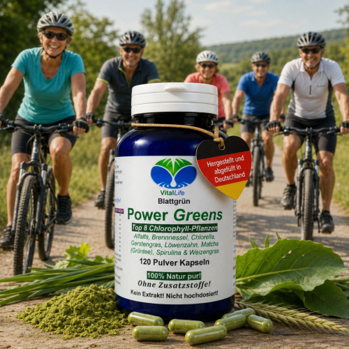 Green Power Greens 8x Chlorophyll Supergreens 120 Pulver Kapseln Alfalfa Brennnessel Chlorella Gerstengras Löwenzahn Matcha Spirulina Weizengras. Natur pur. Ohne Zusatzstoffe.