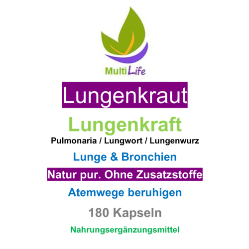 LUNGENKRAUT Pur 180 Kapseln Lungenkraft - Lunge & Atemwege NATÜRLICH verwöhnen [OHNE ZUSATZSTOFFE]