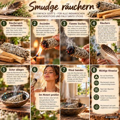 Beifuß zum räuchern 6x Präriebeifuß 10-12cm Wüstenbeifuß 9-TLG Räucherset, Booklet, Beschreibung.