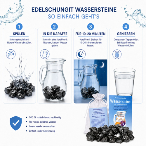 EDELSCHUNGIT Wassersteine 100g zur Wasser-Aufbereitung für EDELSTEINWASSER