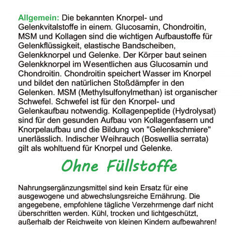 Knorpelaufbau KNORPEL und GELENKE 720 (4x180) Kapseln Top-5 Komplex ►Gelenkkapseln mit Glucosamin, Chondroitin, MSM, Kollagen, Weihrauch. OHNE ZUSATZSTOFFE. 3+1 Dose GRATIS!