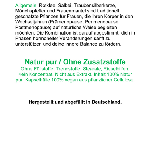 Wechseljahre Komplex VEGAN 360 Kapseln, Menopause Formel, Hormon Balance für Frauen ab 40