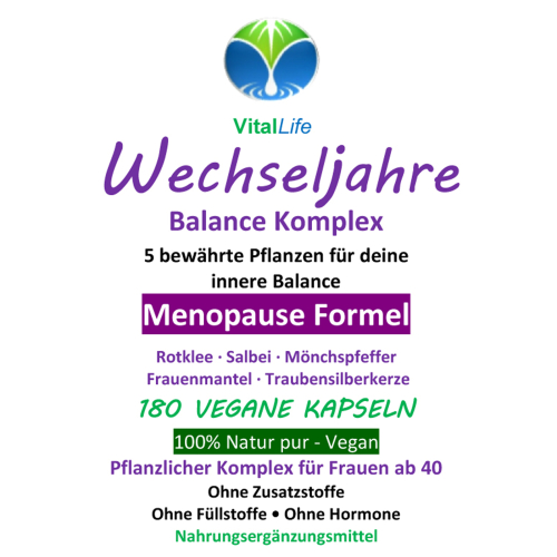 Wechseljahre Komplex VEGAN 720 Kapseln, Menopause Formel, Hormon Balance für Frauen ab 40
