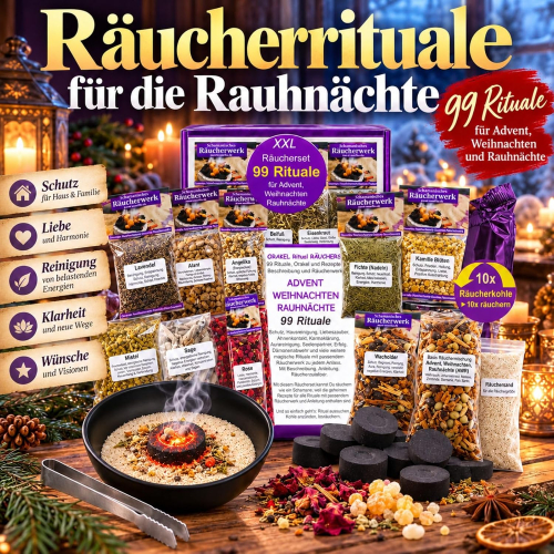 RAUHNÄCHTE räuchern 20-tlg Räucherset 99 Rauhnacht Rituale mit 12x Räucherwerk