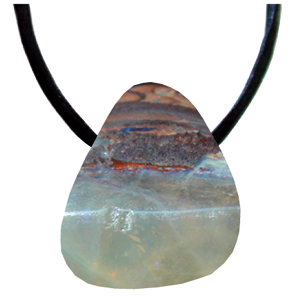Boulder-Opal Anhänger gebohrt, ca. 2-4cm mit Seidenband