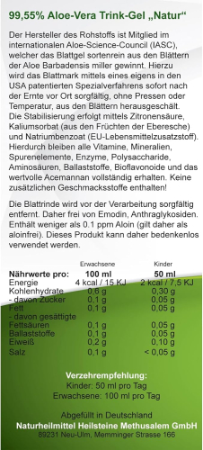 QueenRoyal Aloe Vera Trink Gel 99.55 % pur 2 Liter Sparpack