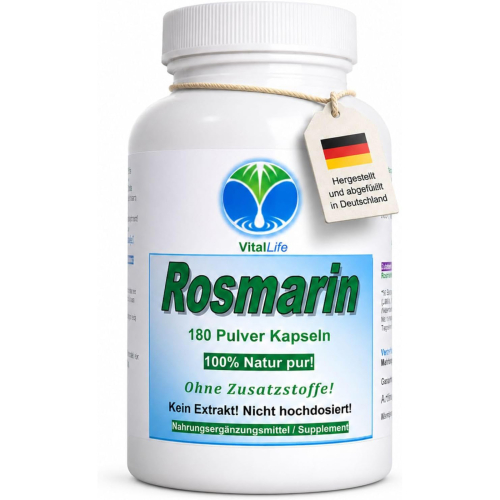 Rosmarin 180 Kräuter Kapseln Natur pur KEIN isoliertes Extrakt OHNE Zusatzstoffe OHNE Füllstoffe.