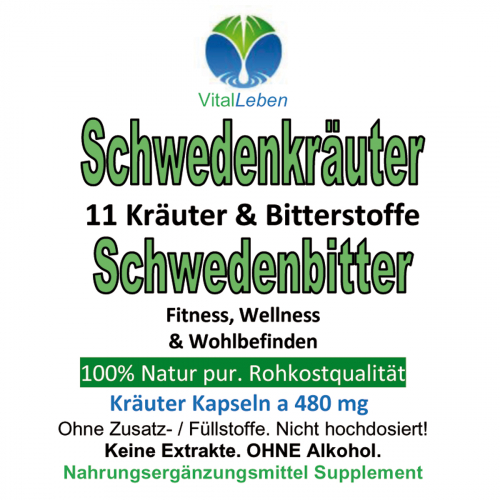 Schwedenkräuter 11 Kräuter & Bitterstoffe 180 Pulver Kapseln