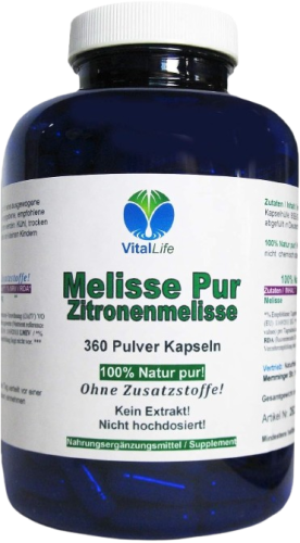 Melisse Zitronenmelisse 360 Kapseln NERVENKRAUT FRAUENWOHL HERZTROST 100% NATUR PUR - OHNE Zusatzstoffe!