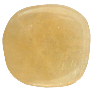 Gelber Calcit Schlaf-Stein mit Täschchen und Beschreibung ca. 3-5cm