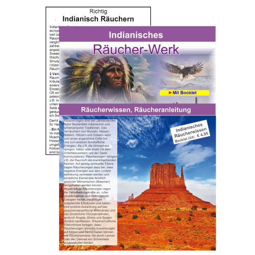 7-TLG Räucherset indianisch schamanische Smudge Kräuterbündel Sage + Präriebeifuss + Zeder + Palo-Santo + Räucherfeder mit Booklet + Beschreibung.