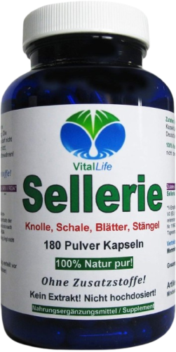 SELLERIE 180 Kapseln - BLUT Magen LEBER Darm NIEREN Blase VERDAUUNG - 100% NATUR pur. OHNE ZUSATZSTOFFE.