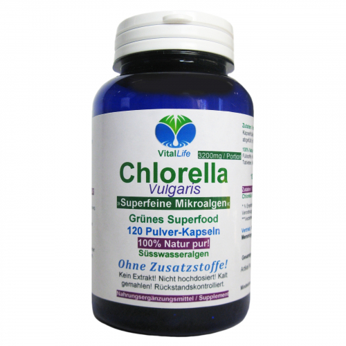 Chlorella Vulgaris Superfeine Algen 120 Pulver Kapseln