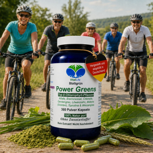 Green Power Greens 8x Chlorophyll Supergreens 360 Pulver Kapseln Alfalfa Brennnessel Chlorella Gerstengras Löwenzahn Matcha Spirulina Weizengras. Natur pur. Ohne Zusatzstoffe.