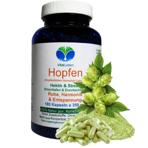 HOPFEN Hopfenblüten 180 Kapseln Wechseljahre, innere Ruhe, Entspannung 100% Natur pur. OHNE ZUSATZSTOFFE.