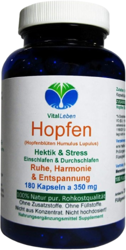 HOPFEN Hopfenblüten 180 Kapseln Wechseljahre, innere Ruhe, Entspannung 100% Natur pur. OHNE ZUSATZSTOFFE.