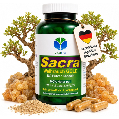 Weihrauch Boswellia Sacra GOLD 720 Pulver Kapseln NATURWEIHRAUCH reines Olibanum Harz KEIN Extrakt OHNE Zusatzstoffe.